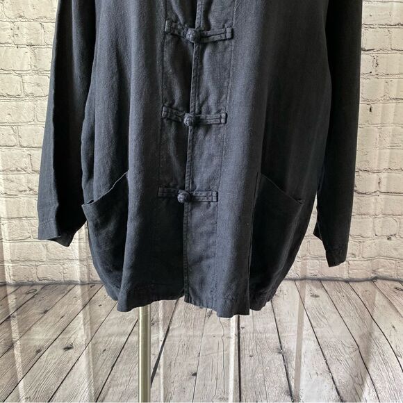 Dosa mandarin jacket kung fu tang suit black linen XL - Picture 2 of 10